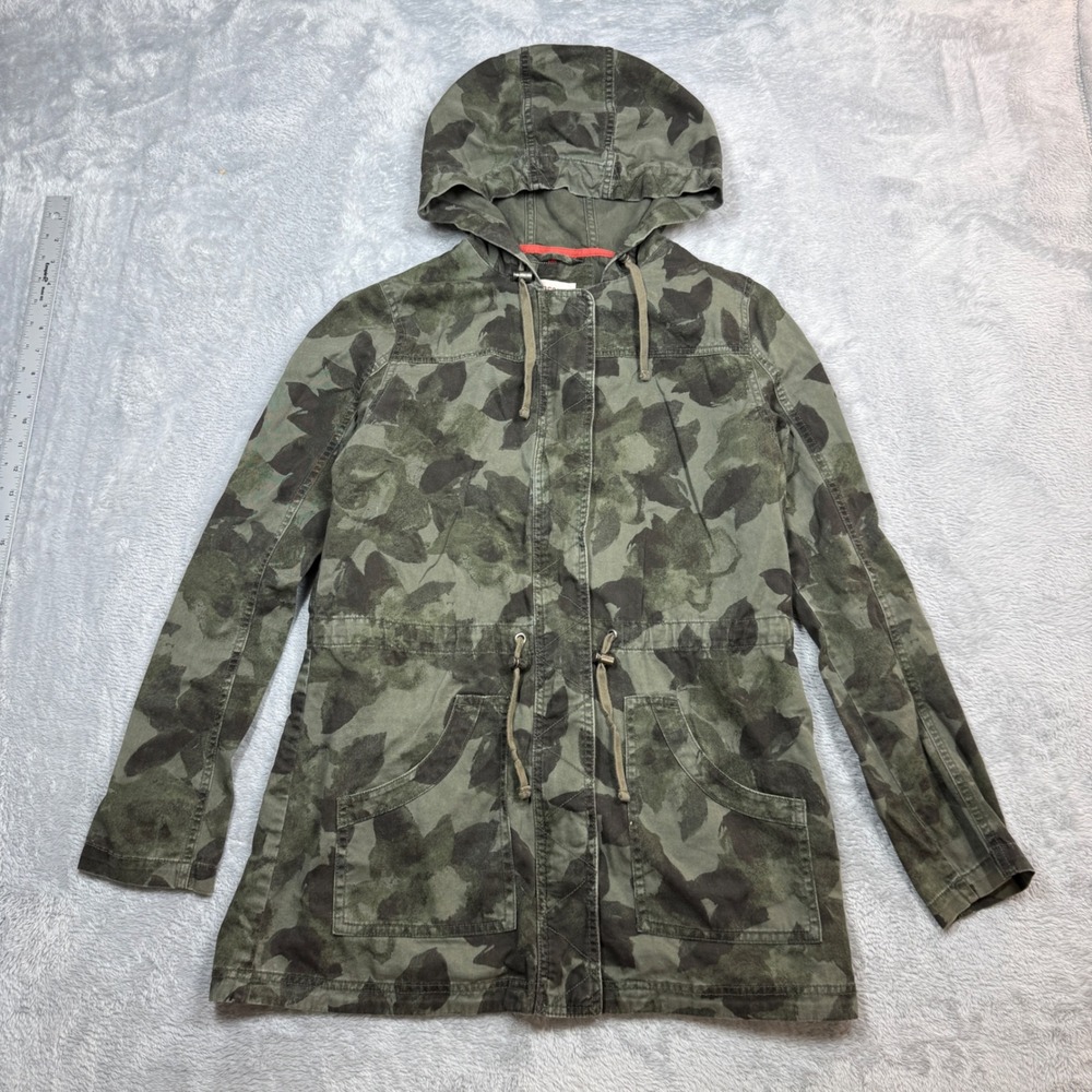 Mossimo Supply Co Anorak Jacket Women L Green Camo Utility Parka Hooded Y2K